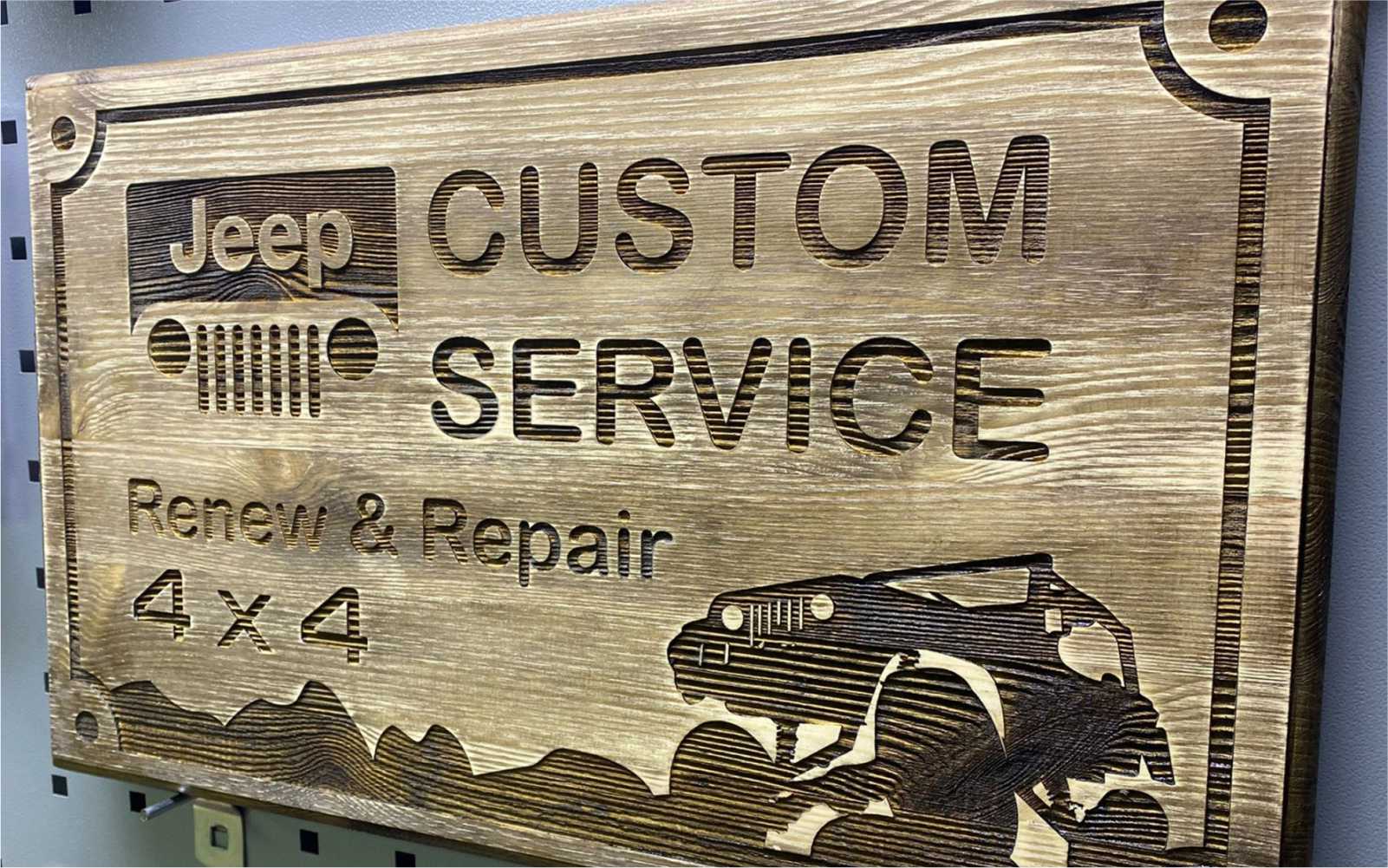 Lazer kazıma ahşap otomotiv servis tabelası