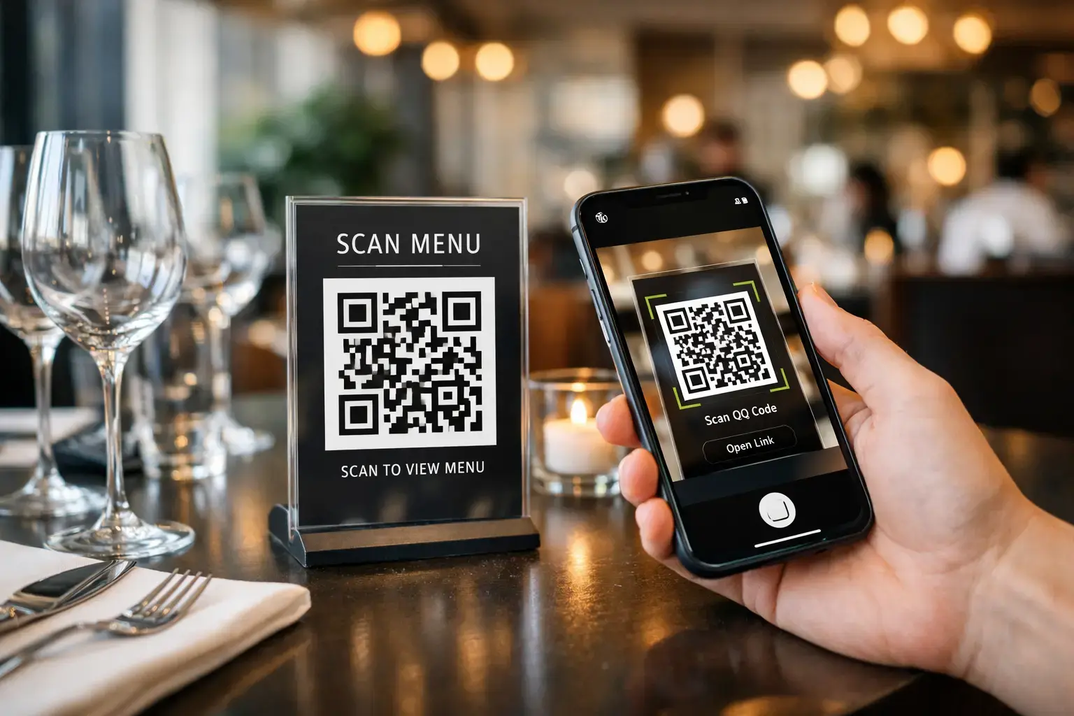 Kafe ve restoranlar için metal QR kod menü etiketi